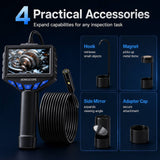 Dual lens 8.5mm Digital Endoscope dual lens with 4.3" IPS Screen, IP67 Semi-Rigid Snake Inspection Camera with 8 LED Lights. Perfect for Automotive Engine and observing Hard to Reach Areas
