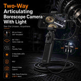 Articulating Borescope with 6mm Semi-Rigid Inspection Camera, 1M Endoscope with Rotatable Display, Adjustable LED Lights, Photo & Video Recording for Engine, Pipeline, and Mechanical Inspection | Lewiirobxx