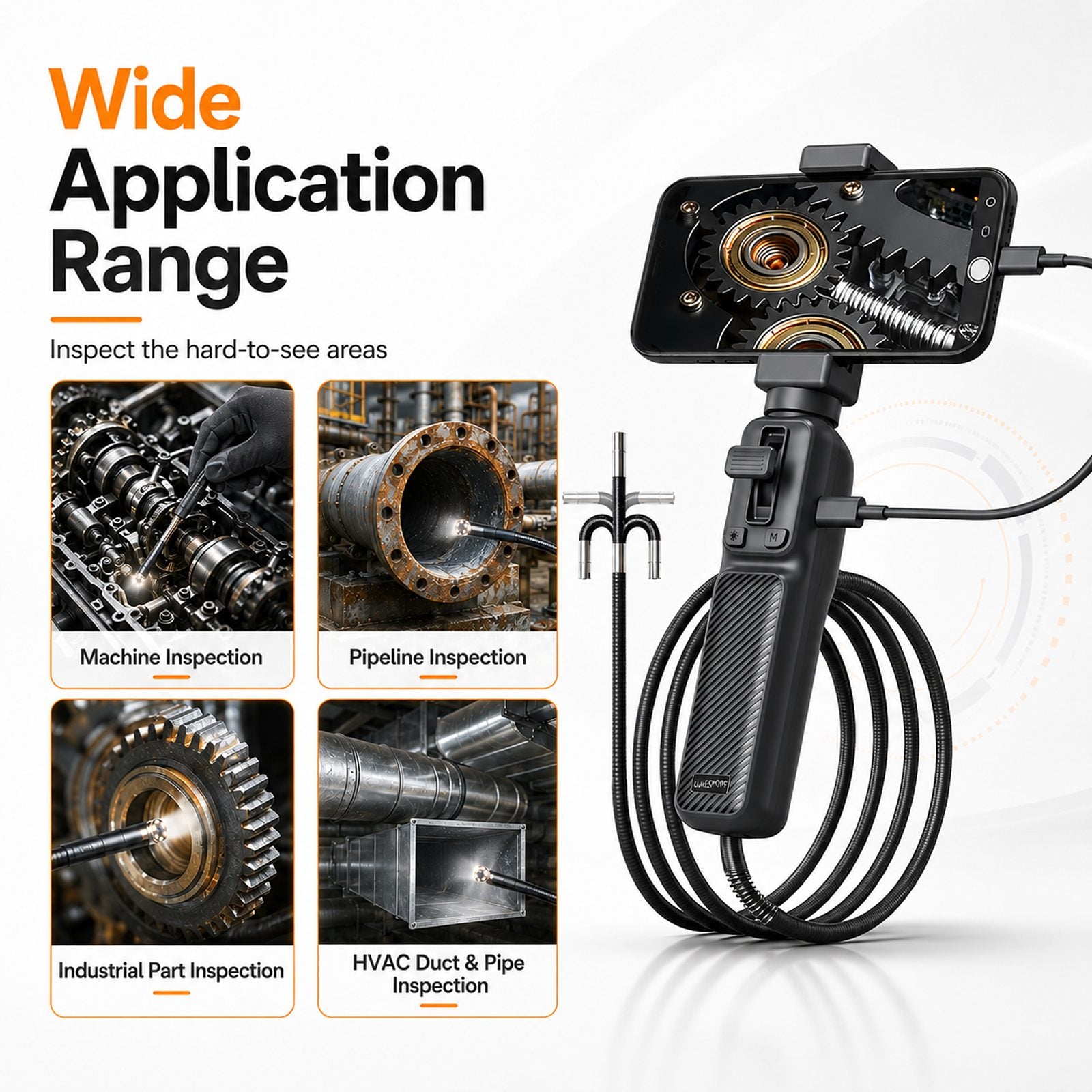 Articulating Borescope with 6mm Semi-Rigid Inspection Camera, 1M Endoscope with Rotatable Display, Adjustable LED Lights, Photo & Video Recording for Engine, Pipeline, and Mechanical Inspection | Lewiirobxx