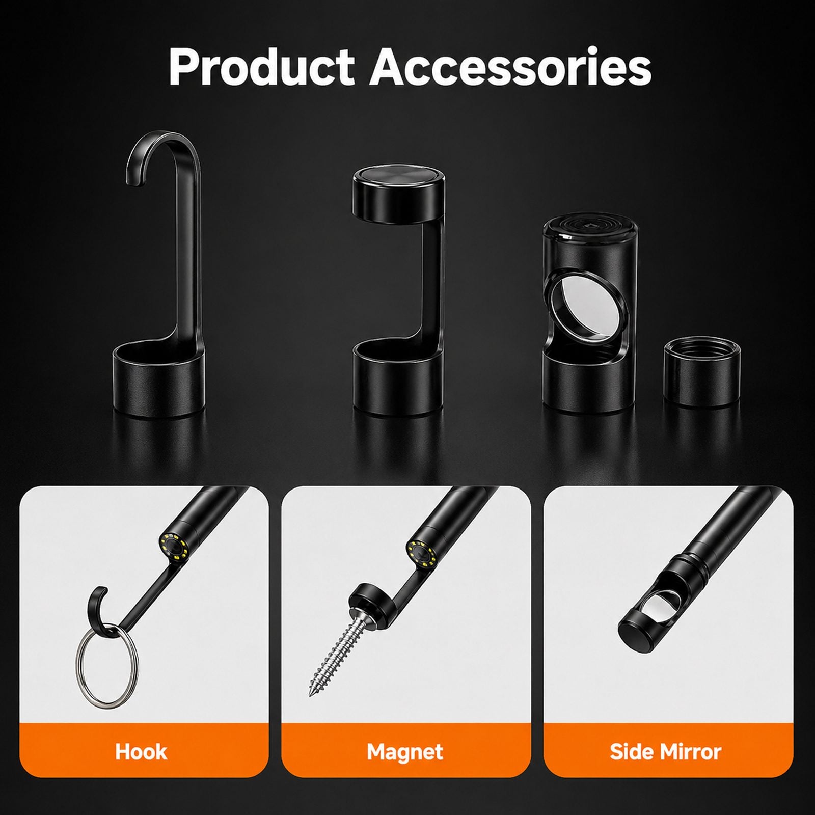 Dual Lens Endoscope Camera with Light 1920P HD Borescope Inspection Camera for Android & iPhone, Semi-Rigid Snake Cable with 8 LEDs, Waterproof for Sewer Pipe Automotive Inspection