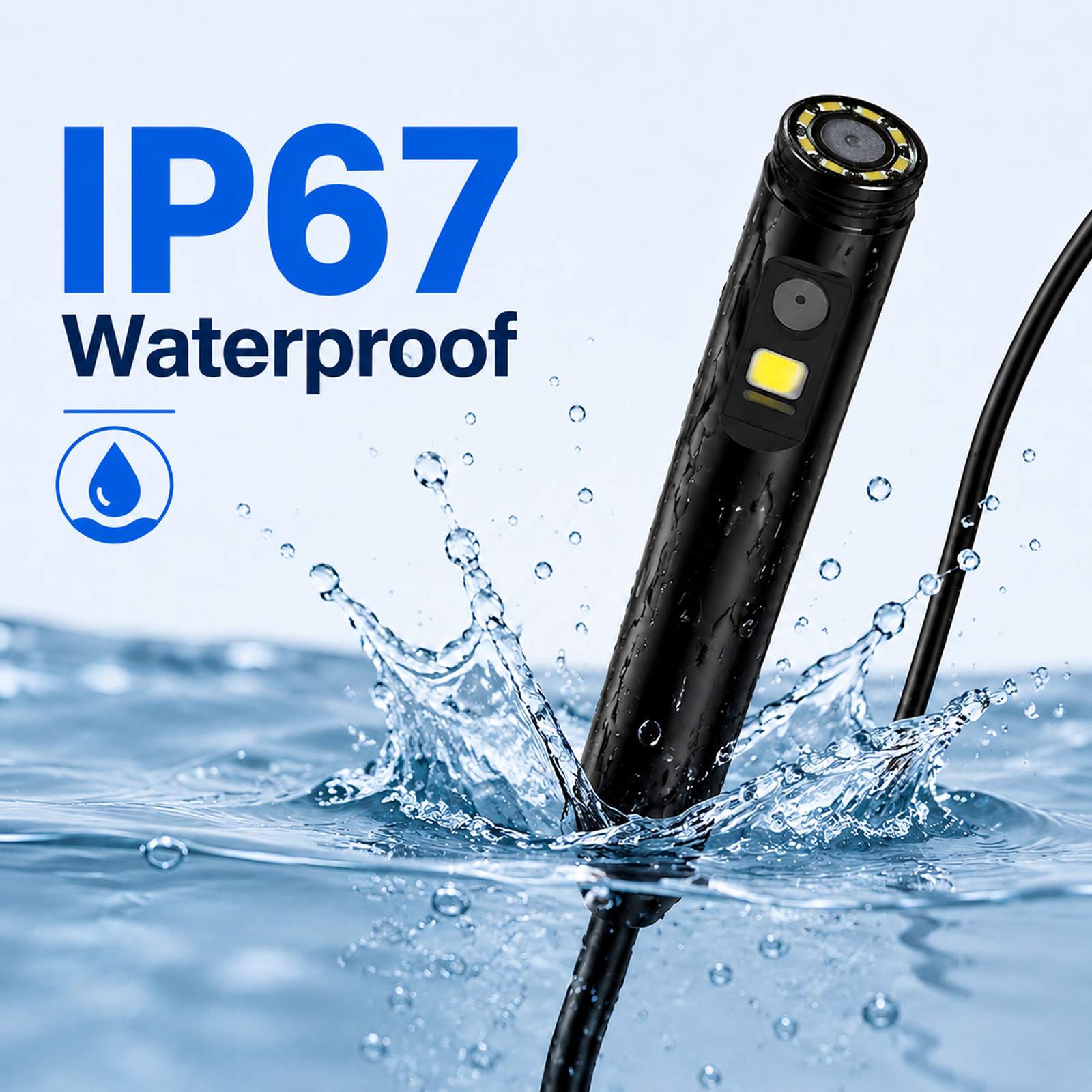 Dual Lens Endoscope Camera with Light 1920P HD Borescope Inspection Camera for Android & iPhone, Semi-Rigid Snake Cable with 8 LEDs, Waterproof for Sewer Pipe Automotive Inspection