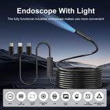 Endoscope Camera with Light 8mm 1920P HD Borescope Inspection Camera for Android & iPhone, Semi-Rigid Snake Cable with 8 LEDs, Waterproof for Sewer Pipe Automotive Inspection