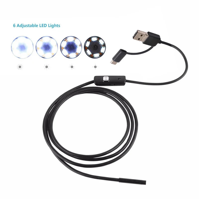 High definition Android mobile phone endoscope camera for industrial vehicle inspection, pipe, air conditioner, engine probe, adjustable lighting, 8mm, 5mm