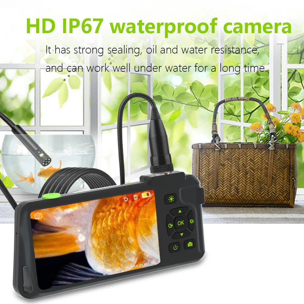Borescope Endoscope 4.5 Inch Ips Color Screen Ip67 1080p Single Lens 3.9/5.5/8.0mm Double Lens 5.5/7.0/7.9mm Auto Focus 12.0mm