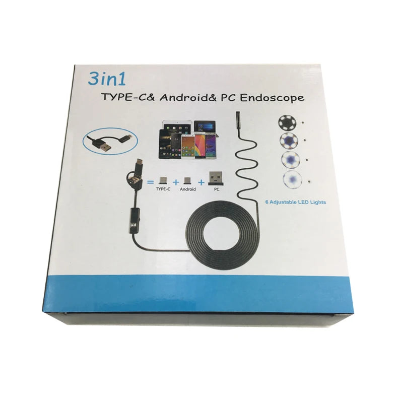 High definition Android mobile phone endoscope camera for industrial vehicle inspection, pipe, air conditioner, engine probe, adjustable lighting, 8mm, 5mm