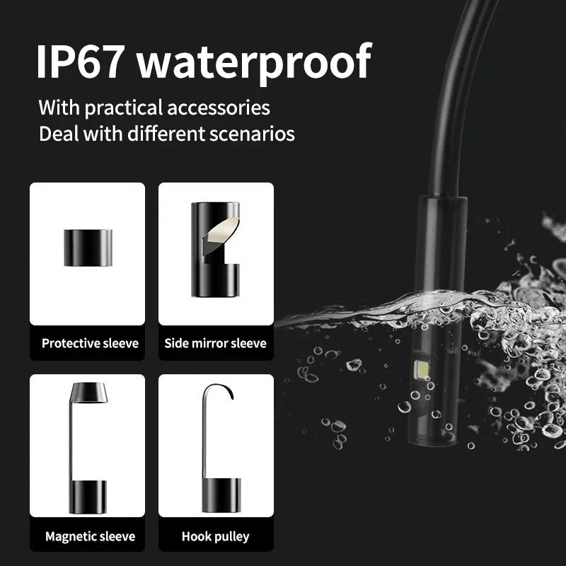 Industrial Borescope Car Repair 3.9mm/5.5mm/8mm Single and Double Lens Pipeline Inspection Car Repair HD Camera
