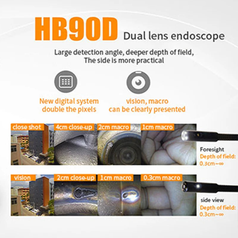 Inspection Borescope HB8D 3.7mm 1M/6M 3.5" LCD Dual Lens Borescope Pipe Inspection Pipe Camera DVR Vehicle Inspection Pip