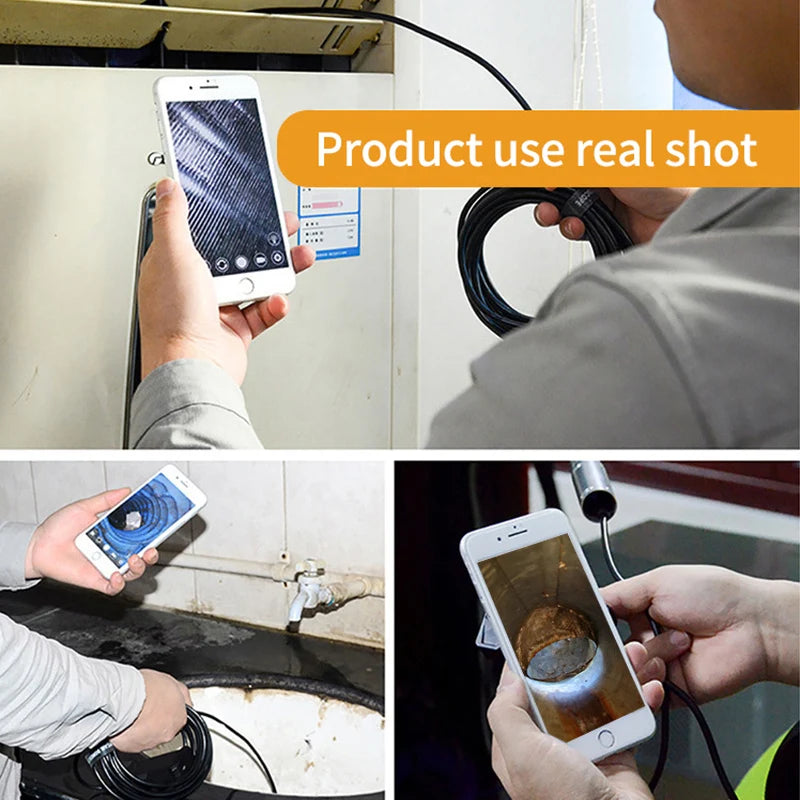 High definition Android mobile phone endoscope camera for industrial vehicle inspection, pipe, air conditioner, engine probe, adjustable lighting, 8mm, 5mm