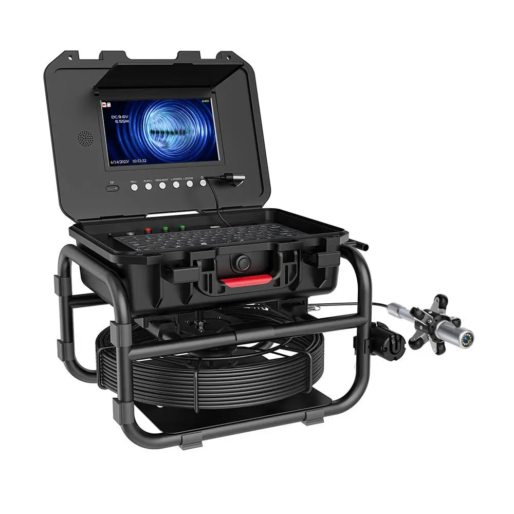 9英寸DVR 100米360度旋转双镜头定位器视频工业排水管道检测排污管道摄像头