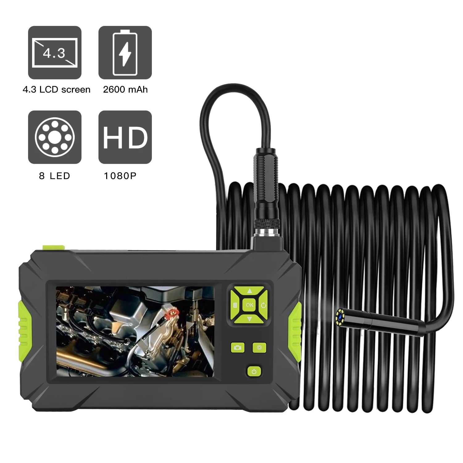 8mm Camera in Pipe Inspection High Definition Endoscope Industrial Auto Pipe Video Inspection Equipment Engine Borescope Camera