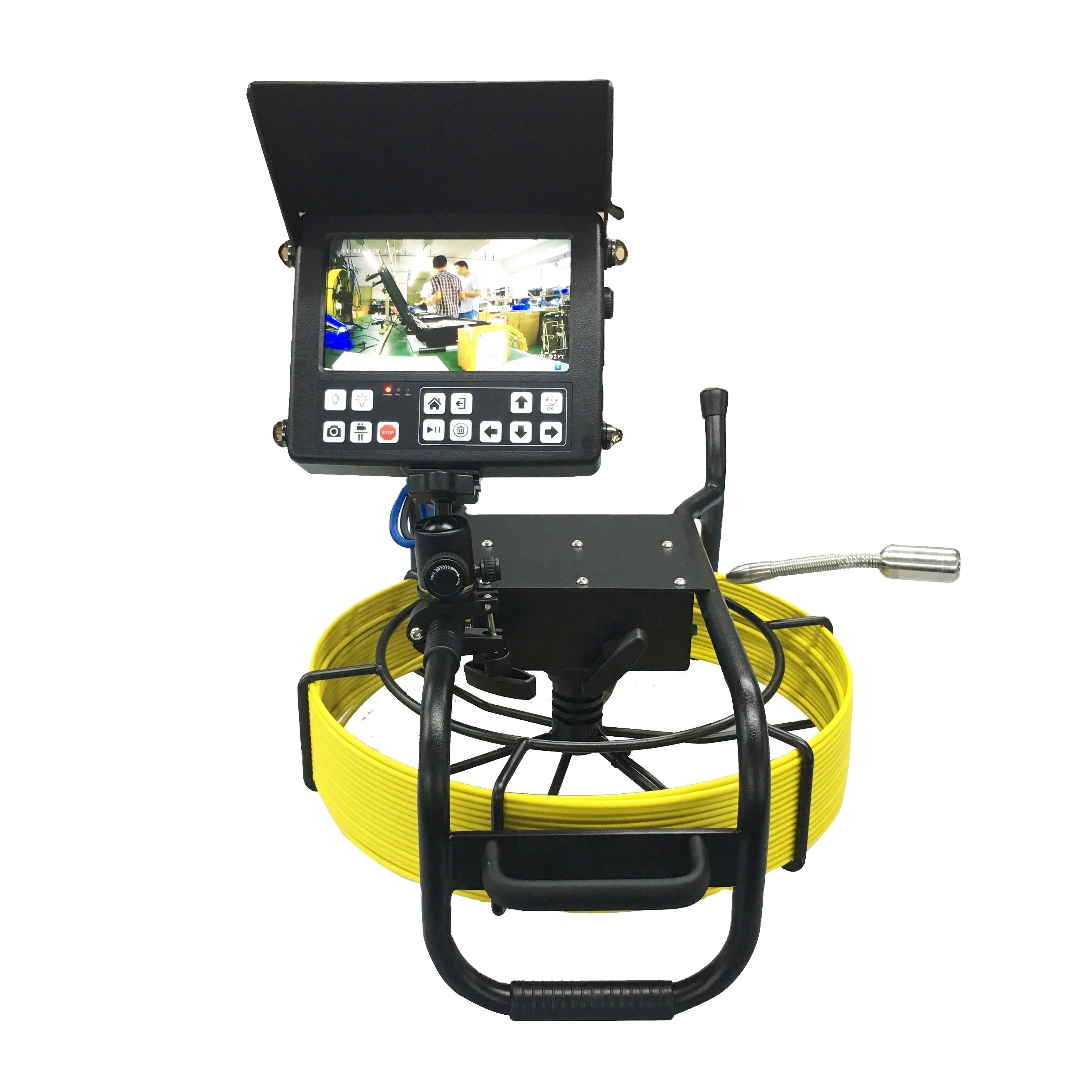 60m Sewer Camera Inspection 45mm Dual Lens Sewer Inspection Camera HD DVR System Meter Counter Borescope Camera with Rotation