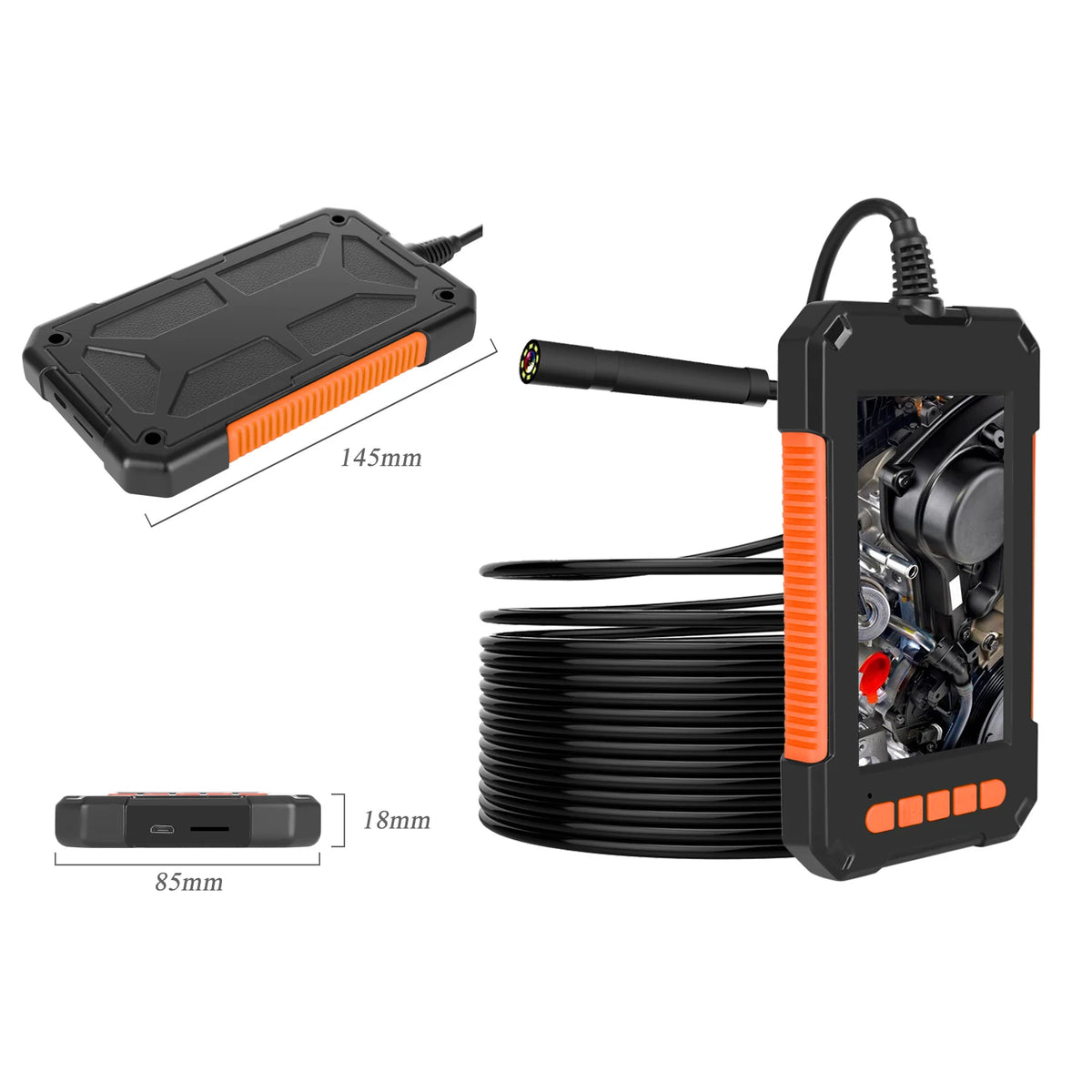 Car Inspection Industrial Endoscope Camera 4.3" IPS Screen 8.8mm Single Lens Car Inspection Borescope IP68 Waterproof