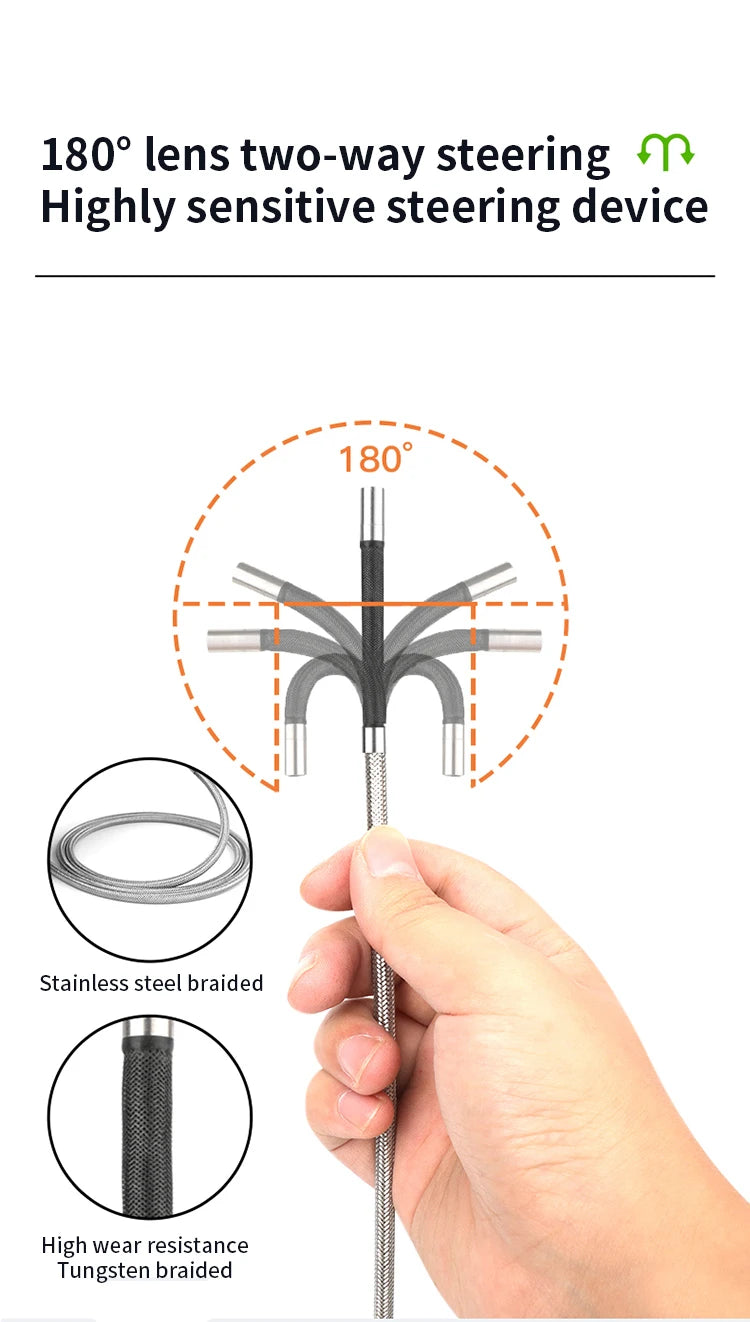 CT40 4mm 2 Ways 180 Rotation Fiber Optic Light Endoscope Camera Borescope Auto Tool