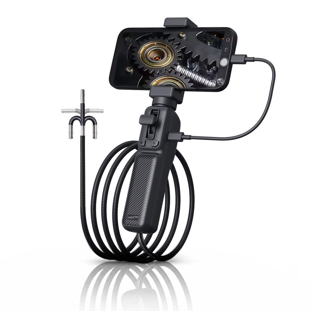 Articulating Borescope with 6mm Semi-Rigid Inspection Camera, 1M Endoscope with Rotatable Display, Adjustable LED Lights, Photo & Video Recording for Engine, Pipeline, and Mechanical Inspection | Lewiirobxx